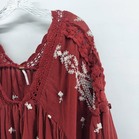 FREE PEOPLE BOHO TIER DRESS BALLON SLEEVE SIZE SMALL - Picture 3 of 14